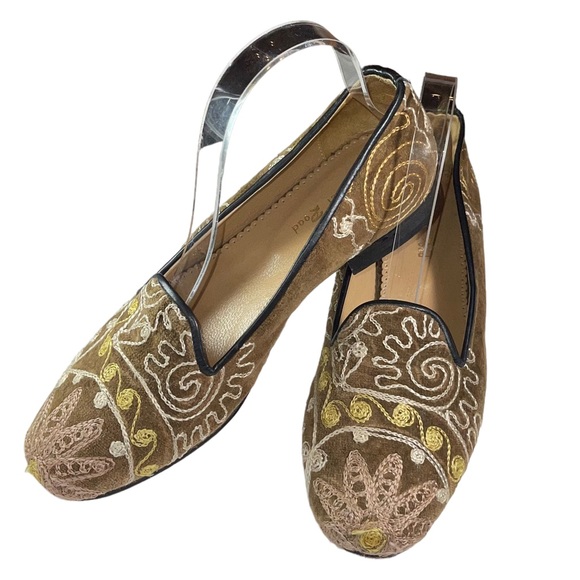 Velvet Road Brown Tan Gold Embroidered Ballet Flats womens shoes size 7.5 - Picture 13 of 15